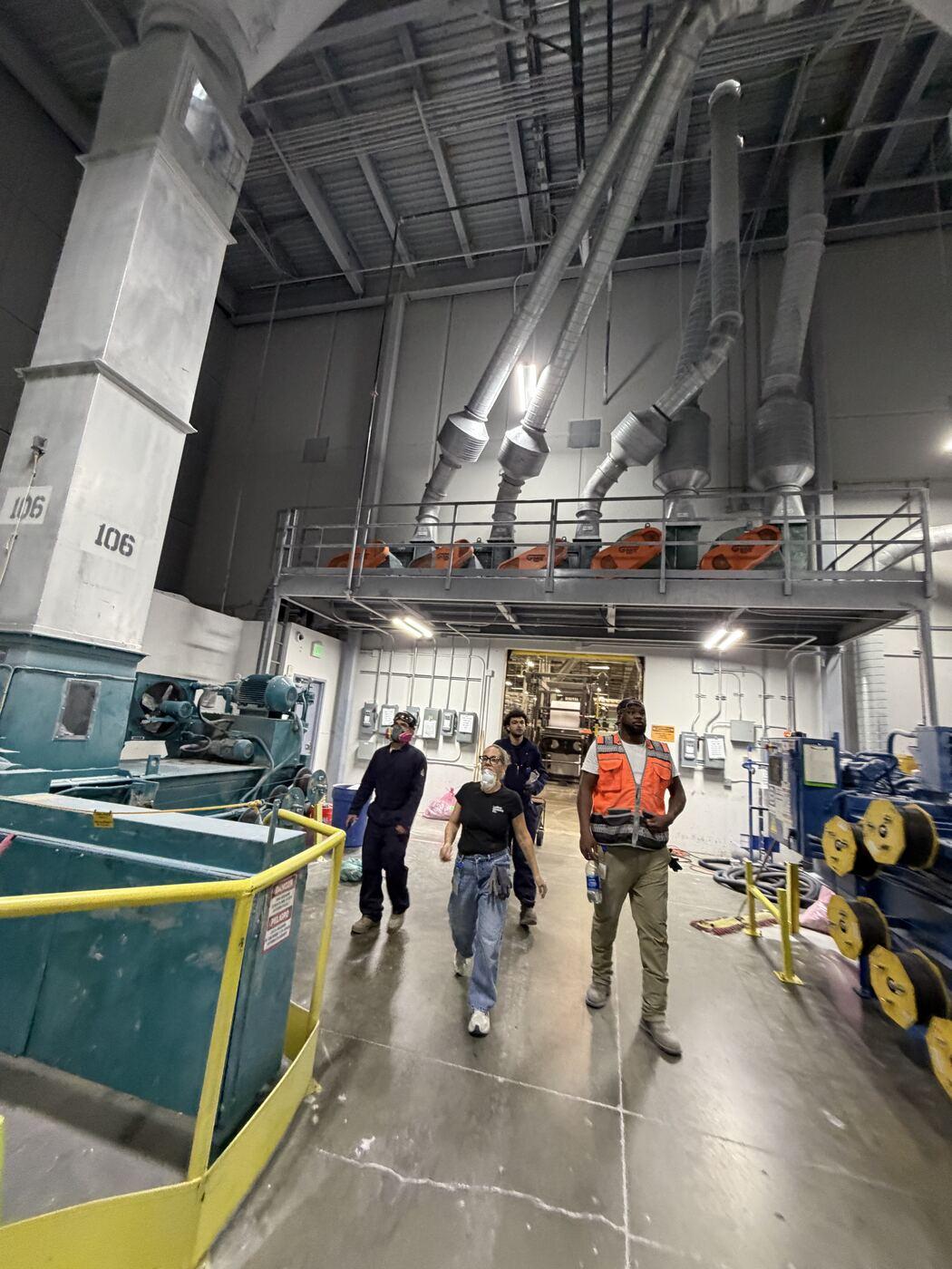 Ludlow Cleaning Co. crew in PPE on an industrial facility walkthrough